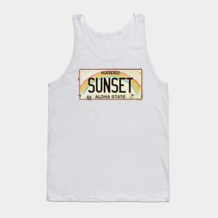 Vintage Hawaii License Plate SUNSET Tank Top